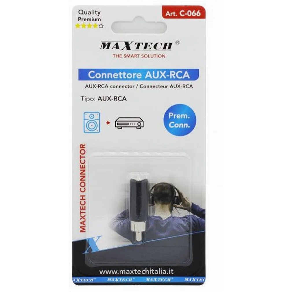 CONNETTORE ADATTATORE PRESA AUX A SPINOTTO RCA AUDIO CAVO STEREO PROLUNGA C-066
