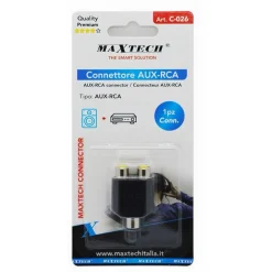 CONNETTORE ADATTATORE SPLITTER RCA FEMMINA A 2 AUX RCA FEMMINA AUDIO VIDEO C-026