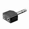CONNETTORE ADATTATORE STEREO AUDIO AUX 6,5MM MASCHIO A 2 AUX 3,5MM FEMMINA C-042