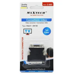 CONNETTORE ADATTATORE VIDEO TV DA VGA FEMMINA A DVI MASCHIO CONVERTITORE C-053