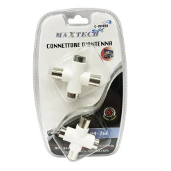 CONNETTORE D'ANTENNA TV 2 MASCHIO A 2 FEMMINA ADATTATORE CONNETTORE MAXTECH C-ANT01