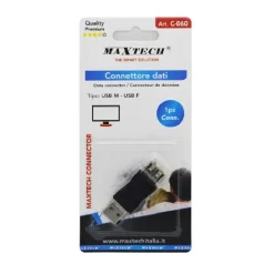 CONNETTORE DATI ADATTATORE USB MASCHIO-USB FEMMINA PRESA ACCOPPIATORE CAVO C-060
