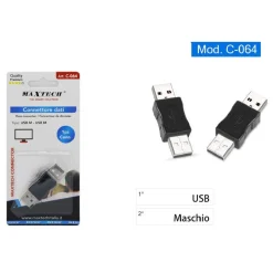CONNETTORE DATI ADATTATORE USB MASCHIO-MASCHIO SPINA ACCOPPIATORE COMPUTER C-064