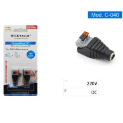 CONNETTORE DI ALIMENTAZIONE DC 2.1MM X 5.5MM FEMMINA ADATTATORE TELECAMERA C-040