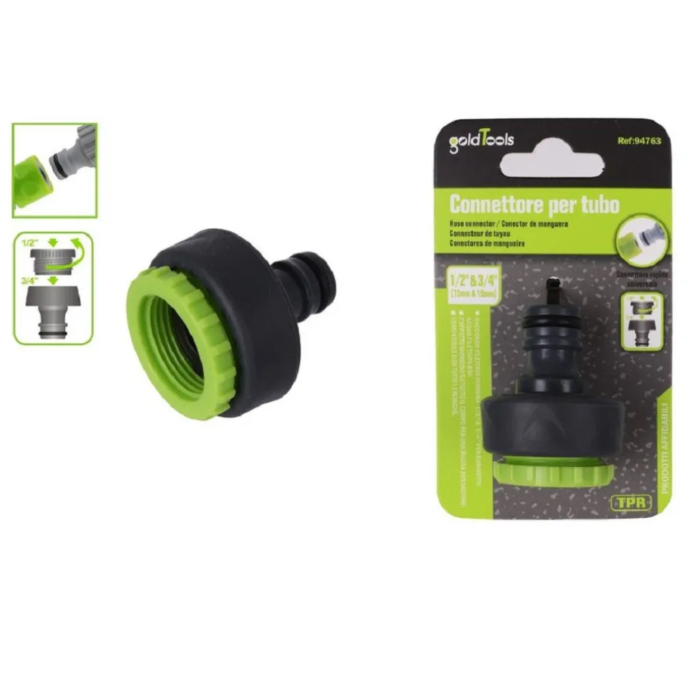 CONNETTORE RAPIDO UNIVERSALE CON FILETTO FEMMINA DA 1/2" E 3/4" PER TUBO 94763