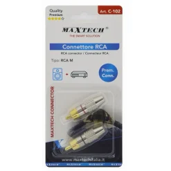 CONNETTORE RCA MASCHIO ADATTATORE CAVO AUDIO SPINA RCA MASCHIO MAXTECH C-RCA02