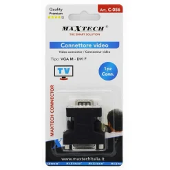 CONNETTORE VIDEO ADATTATORE VGA MASCHIO A DVI FEMMINA TV CAVO CONVERTITORE C-056