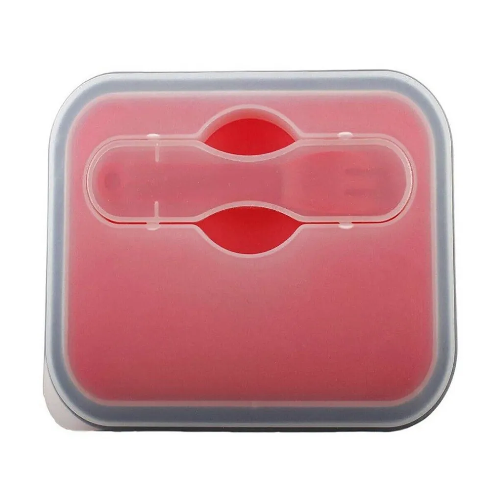 CONTENITORE CIBO PIEGHEVOLE SILICONE SCATOLA PORTA PRANZO POSATE LAVORO