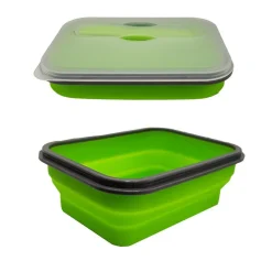 CONTENITORE CIBO PIEGHEVOLE SILICONE SCATOLA PORTA PRANZO POSATE LAVORO