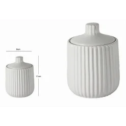 CONTENITORE PORTA COTTON FIOC DECORO PLISSÈ BIANCO ROTONDO ORGANIZER BAGNO 10329