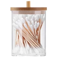 CONTENITORE PORTA COTTON FIOC ORGANIZER TRASPARENTE CON COPERCHIO IN LEGNO 7.1X10.3CM 10821