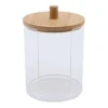 CONTENITORE PORTA DISCHETTI STRUCCANTI TRASPARENTE CON COPERCHIO IN LEGNO 7.1X10.3CM 10822