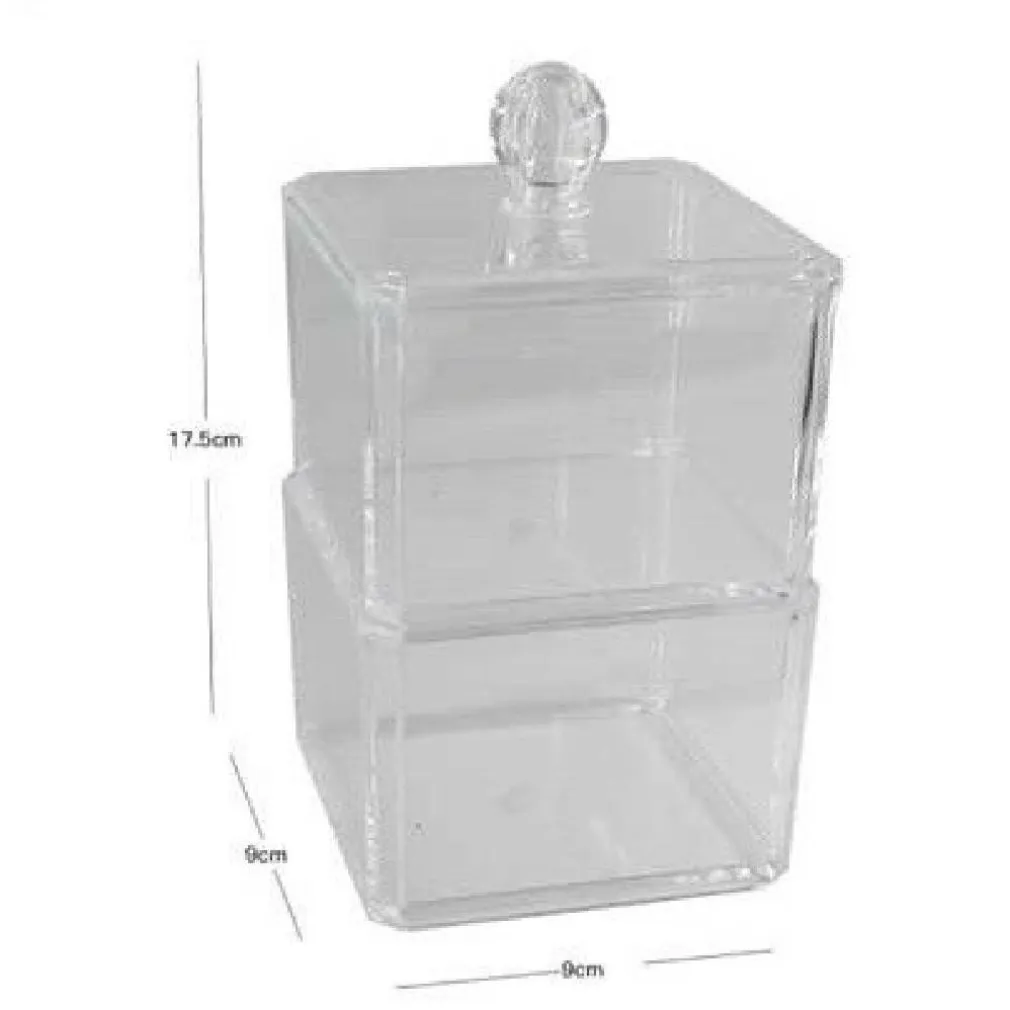 CONTENITORE TRASPARENTE PORTA OVATTA COTTON FIOC 2 PIANI ORGANIZER BAGNO 10242