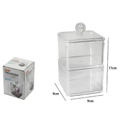 CONTENITORE TRASPARENTE PORTA OVATTA COTTON FIOC 2 PIANI ORGANIZER BAGNO 10242
