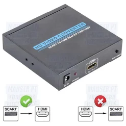 CONVERTITORE ADATTATORE DA PRESA SCART FEMMINA A HDMI FEMMINA PER AUDIO E VIDEO