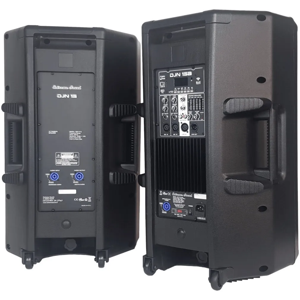 COPPIA CASSE AUDIO ACUSTICHE 4000W EXTREME SOUND WOOFER 15" BLUETOOTH USB DJN-15