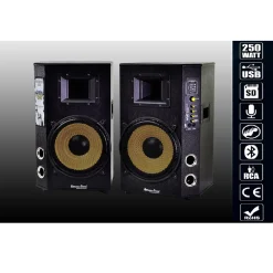 COPPIA CASSE AUDIO USB BLUETOOTH PER KARAOKE DJ EXTREME SOUND MAXTECH CX-2S10U-B