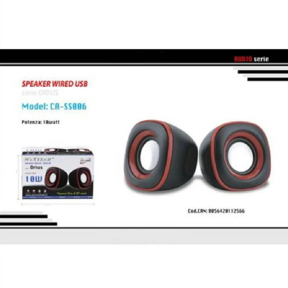 COPPIA CASSE SPEAKER WIRED 10W ALTOPARLANTI MAXTECH CA-SS006 PC ATTACCO USB AUX