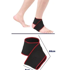 COPPIA CAVIGLIERE SUPPORTO PER CAVIGLIA BENDA ELASTICA SPORT 60X8CM COLORE ROSSO