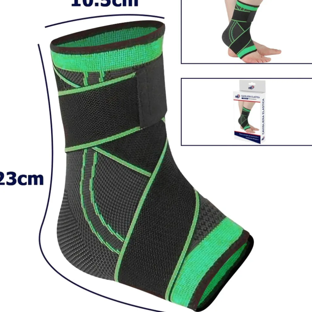 COPPIA CAVIGLIERE SUPPORTO PER CAVIGLIA ANALLERGICA ELASTICA SPORT FITNESS VERDE