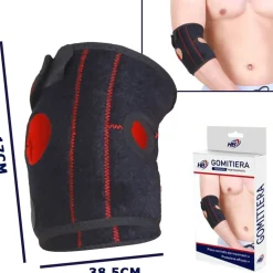 COPPIA GOMITIERA FASCIA ELASTICA SUPPORTO PER GOMITO SPORT ANALLERGICO ROSSO