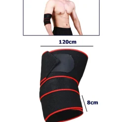 COPPIA GOMITIERA FASCIA ELASTICA BENDA SUPPORTO TUTORE PER GOMITO 120X8CM ROSSO