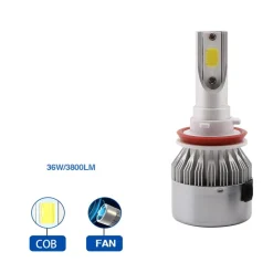 COPPIA LAMPADE LED AUTO FARI H11 MOTO KIT LAMPADINE 36W LUCE BIANCA 6000K 3800LM
