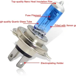 COPPIA LAMPADINE LAMPADE AUTO MOTO XENON H4 12V 100W 5500K C-6276