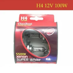 COPPIA LAMPADINE LAMPADE AUTO MOTO XENON H4 12V 100 WATT 5500K C-6282