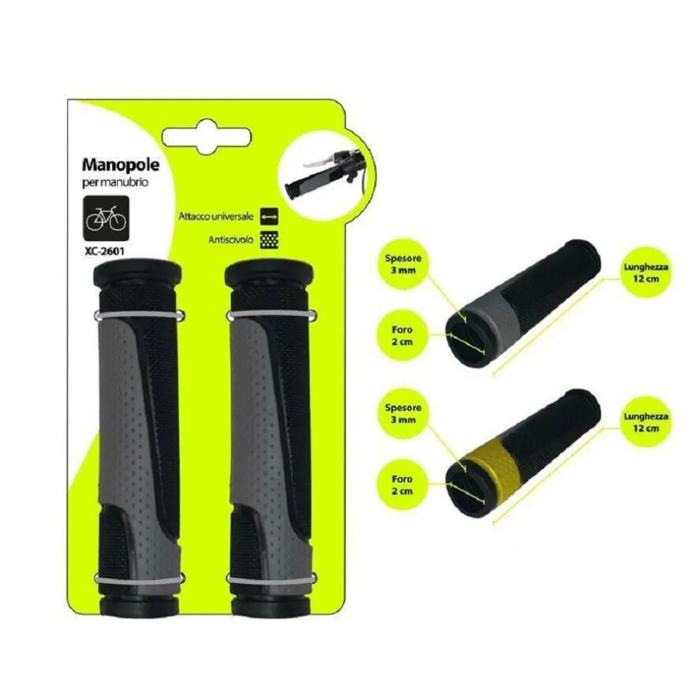 COPPIA MANOPOLE PER MANUBRIO STERZO BICI BICICLETTA UNIVERSALE BICOLORE XC-2601