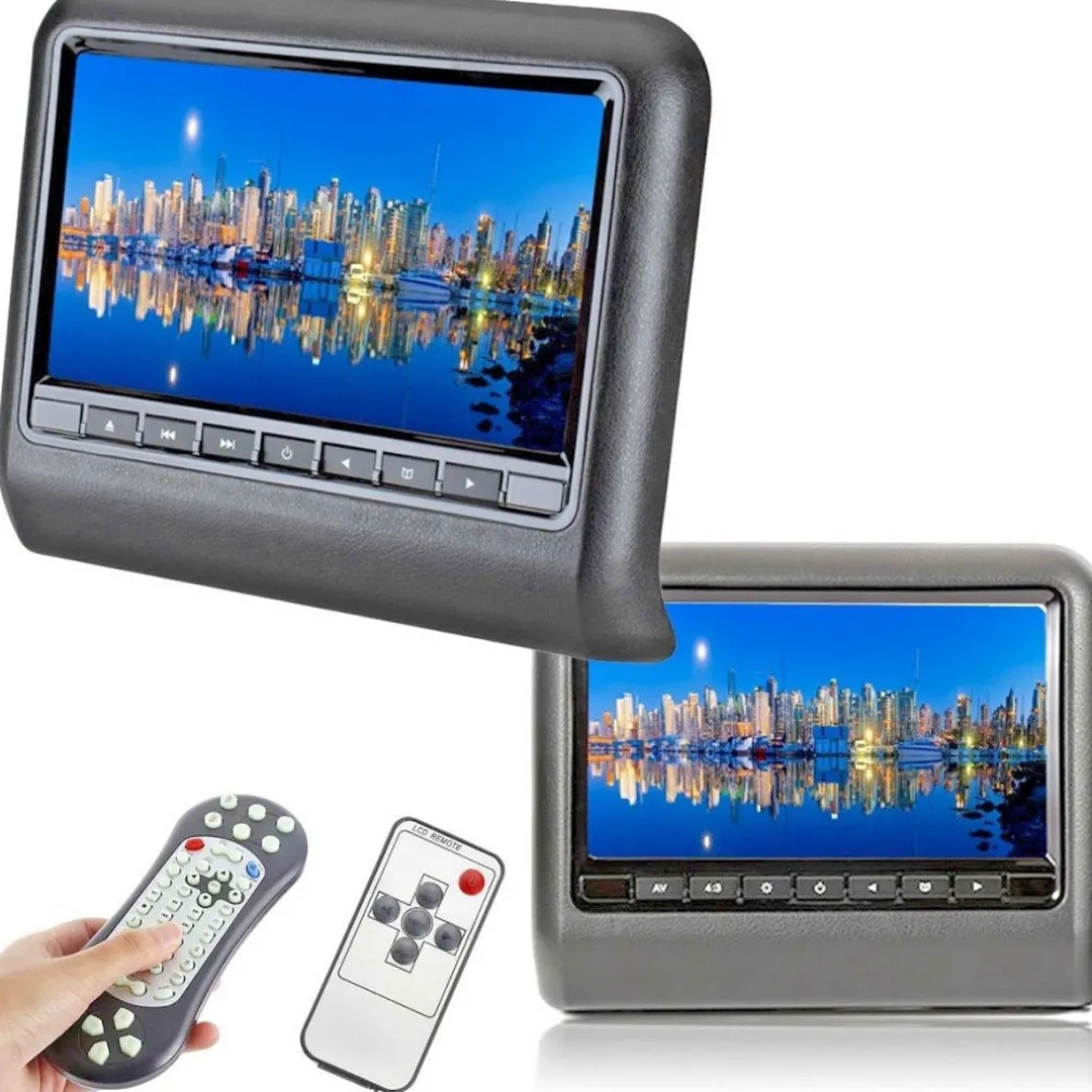 COPPIA MONITOR DVD AV 9 POLLICI POGGIATESTA AUTO MONITOR UNIVERSALE USB SD AV