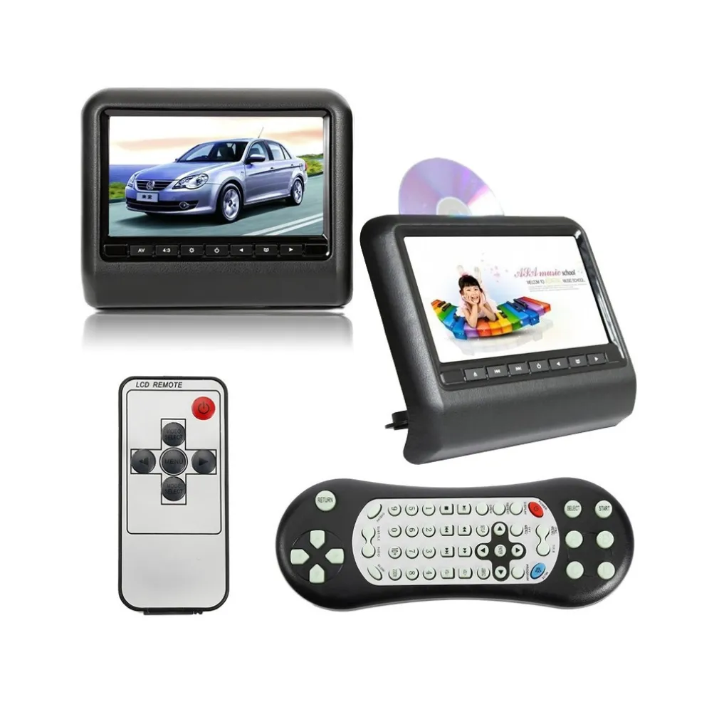 COPPIA MONITOR DVD AV 9 POLLICI POGGIATESTA AUTO MONITOR UNIVERSALE USB SD AV