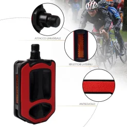 COPPIA PEDALI PER BICICLETTA CON RIFLETTORI LATERALI ATTACCO UNIVERSALE XC-2512