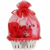 COPPIA PELUCHE ORSETTI CON CESTA FIORE ROSSO IDEA REGALO PER SAN VALENTINO 63296