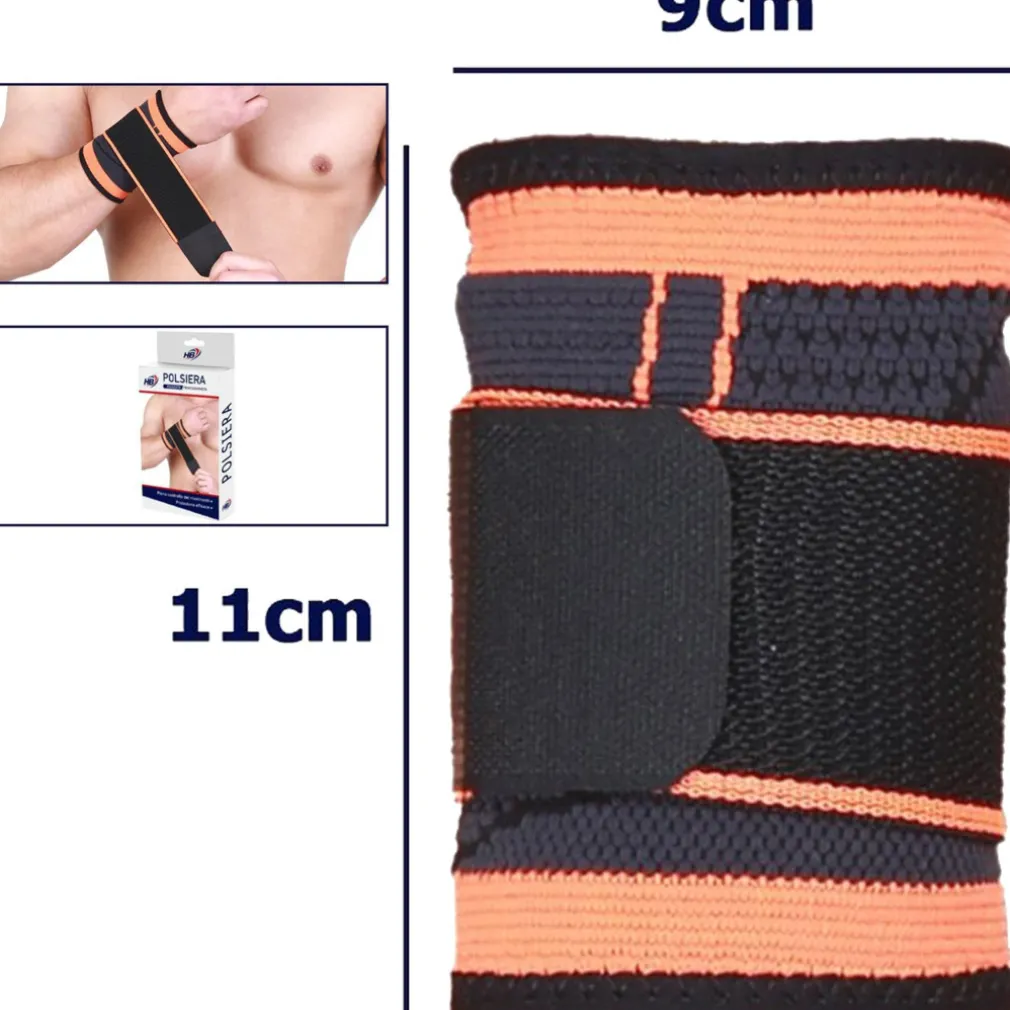 COPPIA POLSINI ELASTICI PER POLSO FITNESS SPORT ANALLERGICO PROTEZIONE ARANCIONE