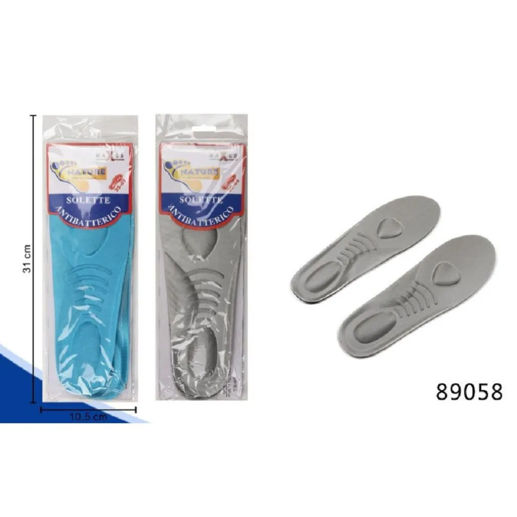 COPPIA SOLETTE PIEDE BENESSERE SCARPE CALZATURE ANTIBATTERICHE TG. 35-45 89058