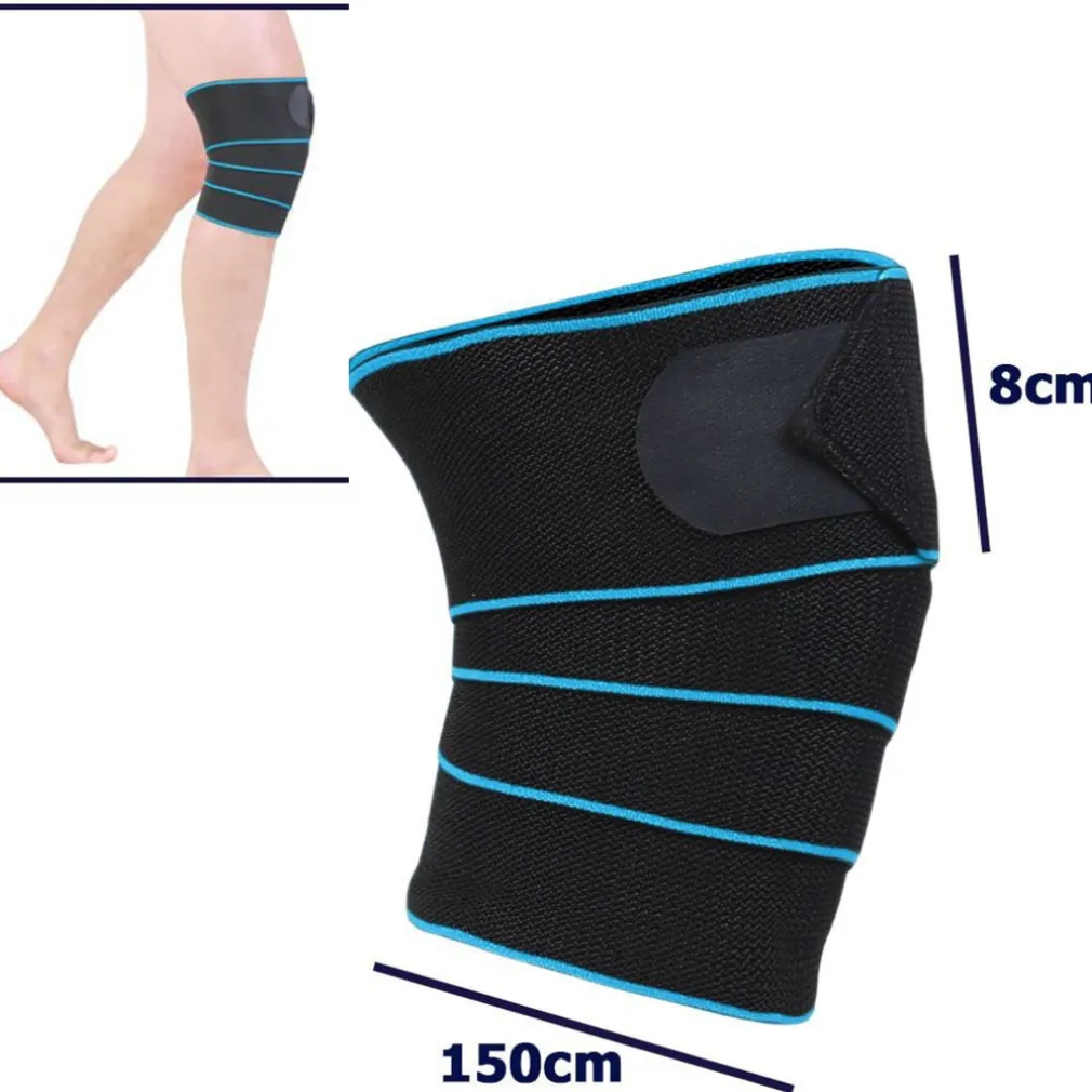 COPPIA SUPPORTO TUTORE BENDA PER GINOCCHIO FASCIA PER CORRIDORI 150X8CM BLU