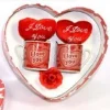 COPPIA TAZZINE CON PELUCHE CUORE I LOVE YOU REGALO SAN VALENTINO 4 MODELLI ASS.