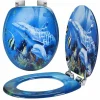COPRIWATER UNIVERSALE CON STAMPA DELFINI OCEANO COPRI TAVOLETTA WC BAGNO LEGNO