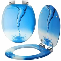 COPRIWATER UNIVERSALE CON STAMPA VORTICE ACQUA COPRI TAVOLETTA WC BAGNO LEGNO