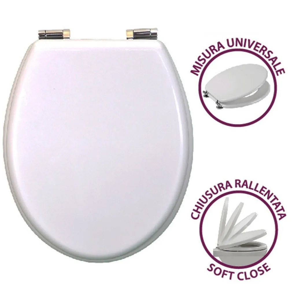 COPRIWATER UNIVERSALE IN LEGNO MDF CHIUSURA RALLENTATA SOFT CLOSE LACCATO BIANCO