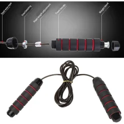 CORDA PER SALTARE IN ACCIAIO REGOLABILE CUSCINETTI A SFERA MANIGLIE IN SCHIUMA