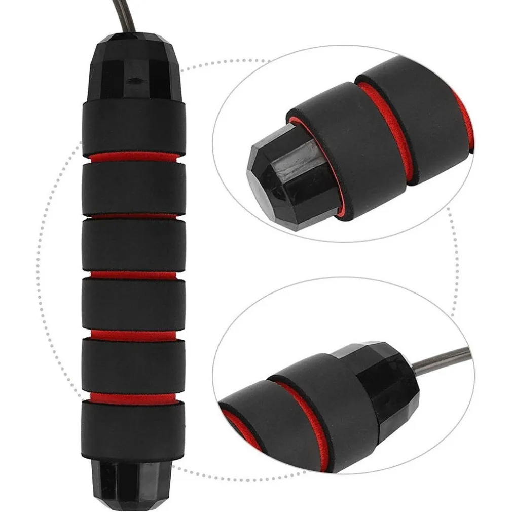 CORDA PER SALTARE IN ACCIAIO REGOLABILE CUSCINETTI A SFERA MANIGLIE IN SCHIUMA