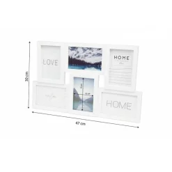 CORNICE MULTIFOTO PARETE MURO 6 FOTO 10X15CM PORTA FOTOGRAFIE PVC BIANCA 219637