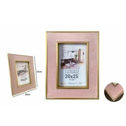 CORNICE PER FOTO PORTAFOTO POSTER QUADRI TELE 20 X 25CM ROSA CON BORDI ORO 70318