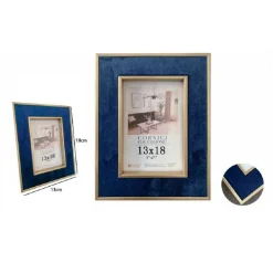 CORNICE PER FOTO POSTER QUADRI TELE PORTAFOTO 13 X 18 CM BLU CON BORDI ORO 70311