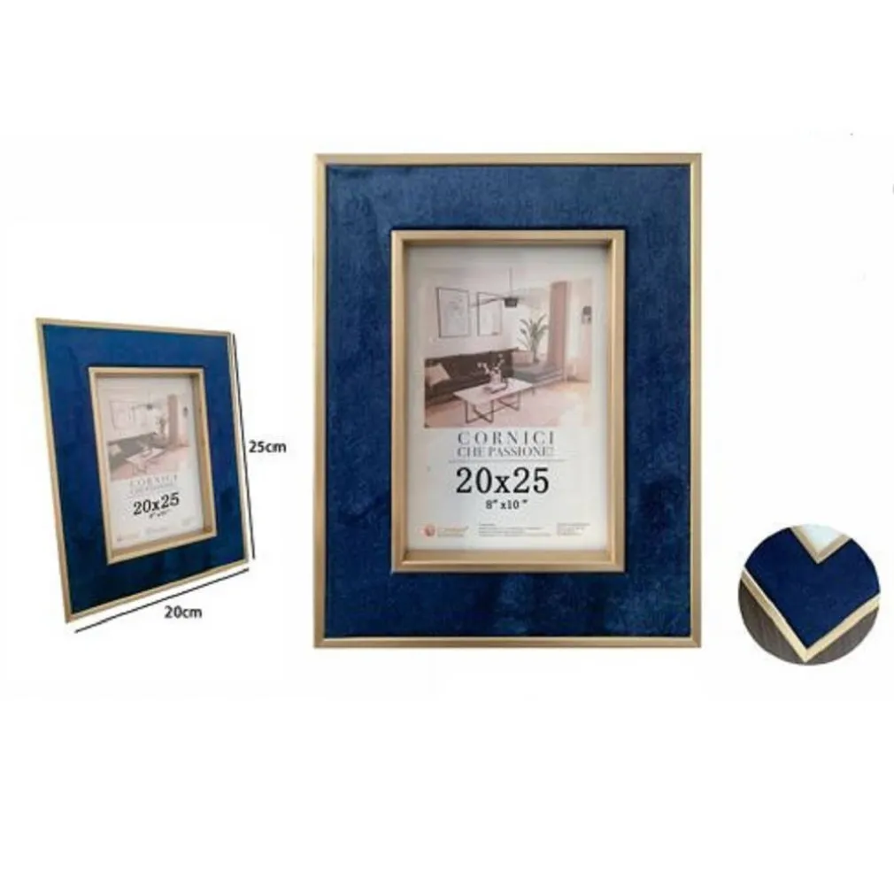 CORNICE PER FOTO POSTER QUADRI TELE PORTAFOTO 20 X 25 CM BLU CON BORDI ORO 70313