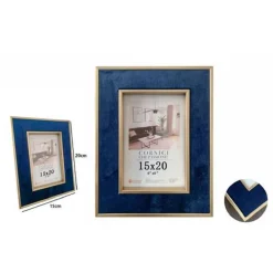 CORNICE PER FOTO POSTER QUADRI TELE PORTAFOTO 15 X 20 CM BLU CON BORDI ORO 70312
