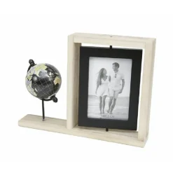 CORNICE PORTA FOTO PER FOTOGRAFIE GIREVOLE IN LEGNO CON MAPPAMONDO NERO 210086