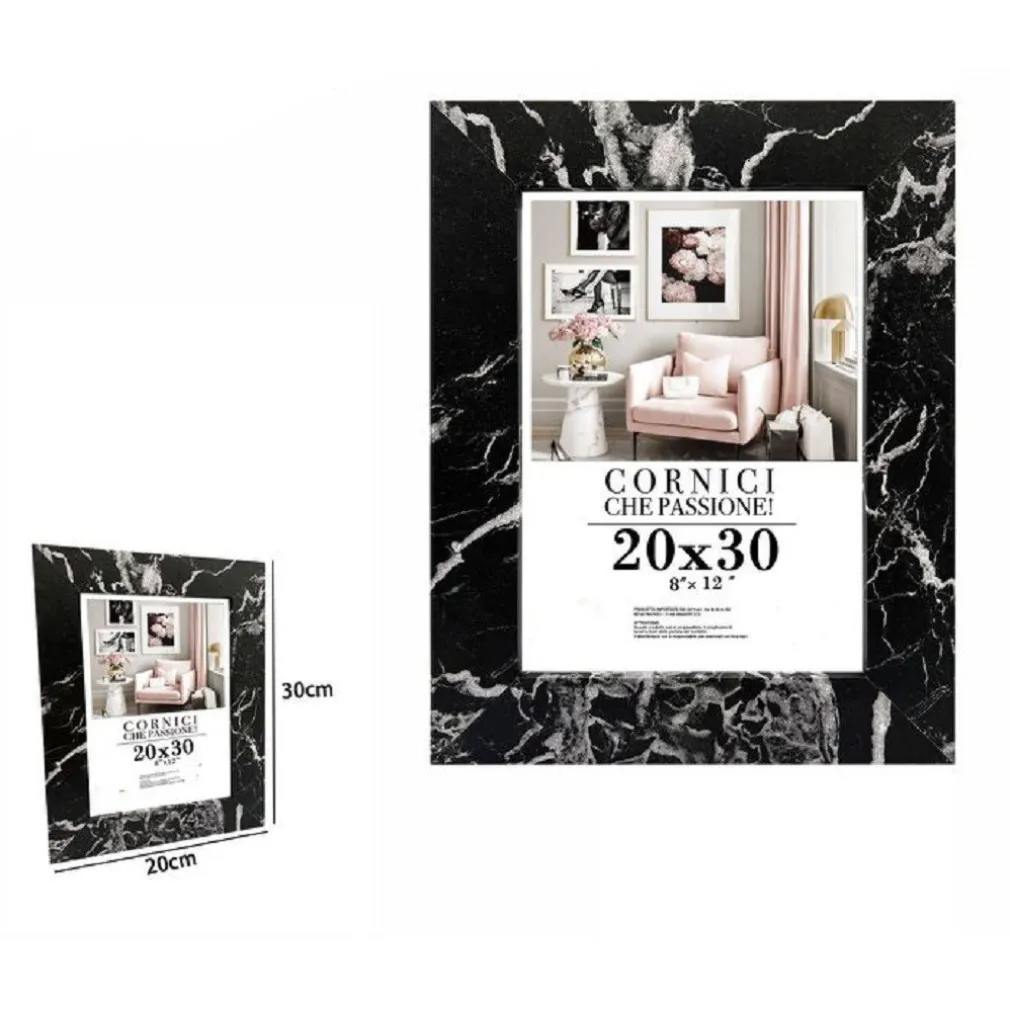 CORNICE PORTA FOTO QUADRI TELE POSTER 20 X 30CM MODELLO EFFETTO MARMO NERO 71672